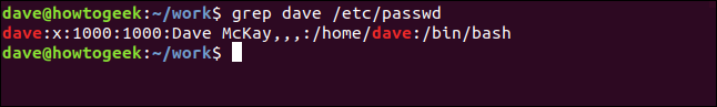 grep dave /etc/password in a terminal widnow