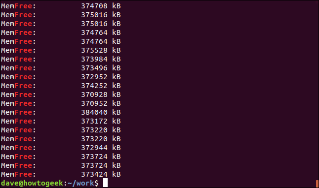 Output from grep -i free geek-1.log in a terminal window