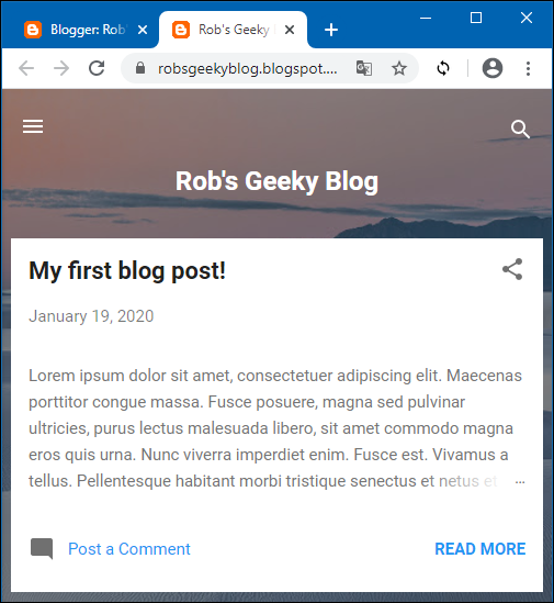 The blog post as seen in a browser window.