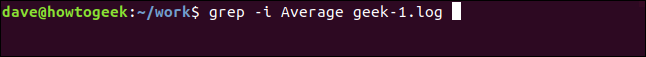 grep -i Average geek-1.log ina terminal window