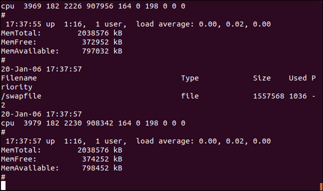 Output from tail -f -q geek-1.log geek-2.log in a terminal window
