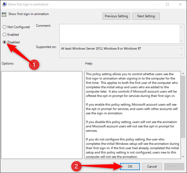 How to Disable the First Sign-In Animation on Windows 10