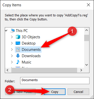 Select a destination folder, and then click &quot;Copy.&quot;