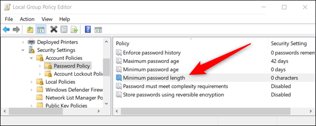 Open the Group Policy Editor and double-click &quot;Minimum password length.&quot;