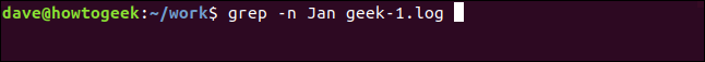 grep -n jan geek-1.log in a terminal window