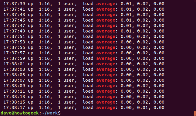 Output from grep -i Average geek-1.log in a terminal window
