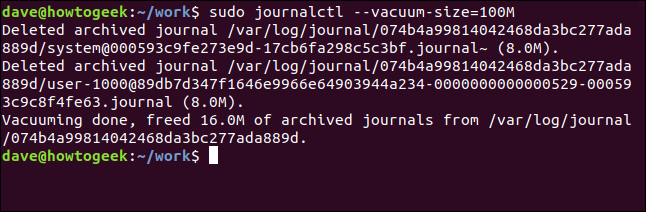 journalctl --vacuum-size=100M in a terminal window