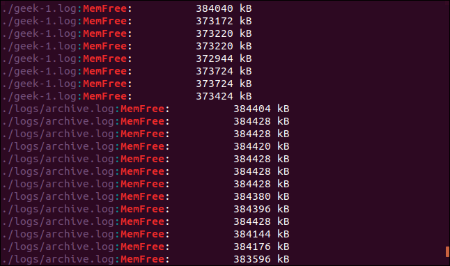 output from grep -r -i memfree . in a terminal window