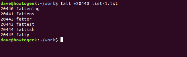 tail +20440 list-1.txt in a terminal window