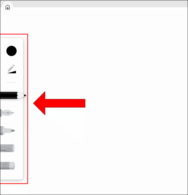 The drawing tools menu in Google Chrome Canvas