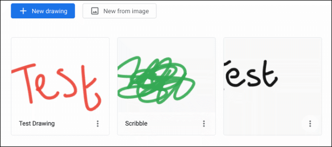 Named Drawings shown in the Google Chrome Canvas app
