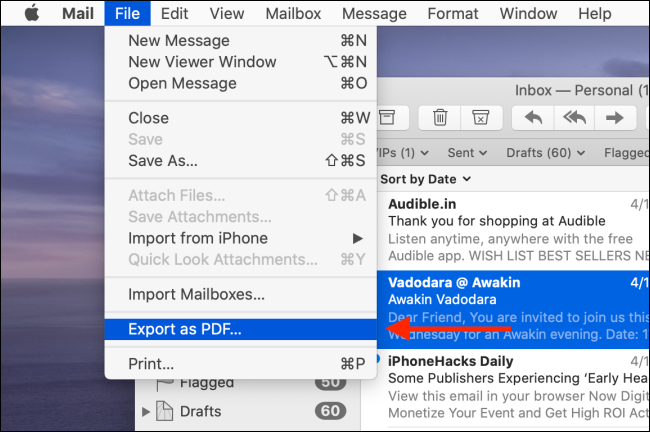 Click on Export as PDF from the File menu