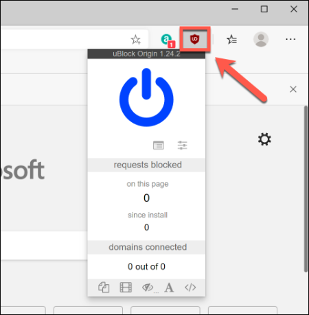 Press on a Google Chrome extension icon, next to the address bar, to interact with it in Microsoft Edge