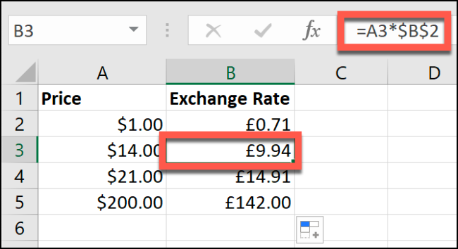 Manual currency conversion in Excel