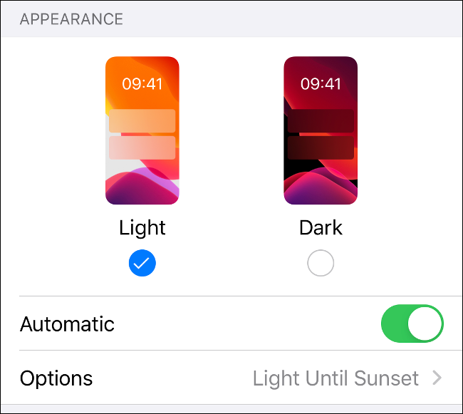 Toggle Dark Mode or Light Mode in iOS 13