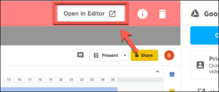 In the Screencastify view tab, press Open In Editor to begin making changes to it