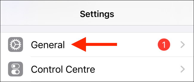 Tap on General from Settings