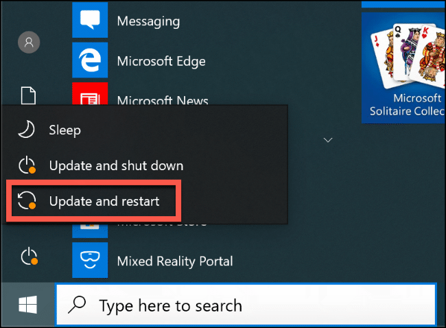 Restart your PC to fix common Bluetooth issues by clicking the Power button in the Windows 10 Start Menu