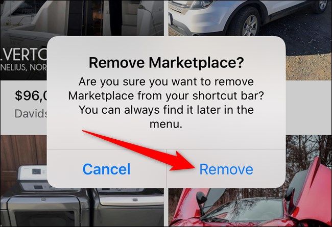 Apple iPhone Facebook App Select Remove Button