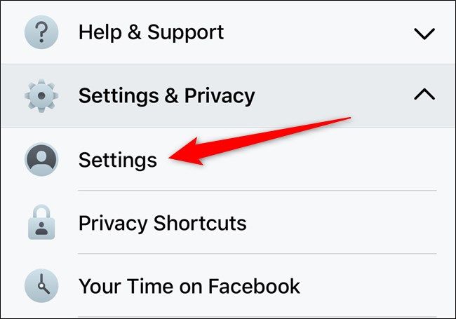 Apple iPhone Facebook App Select Settings