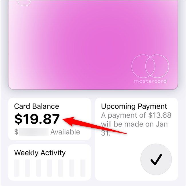 Apple iPhone Select Card Balance Tile in the Wallet App