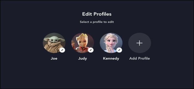 Disney+ Edit Profiles Page