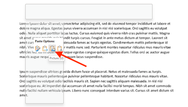 Right-click on the document and select the picture paste option