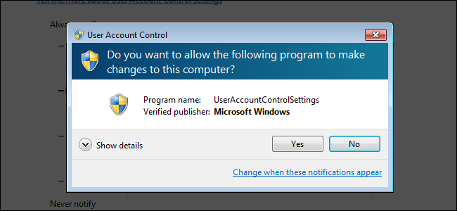 A User Account Control security prompt on Windows 7.