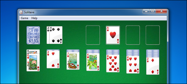 Solitaire on Windows 7.