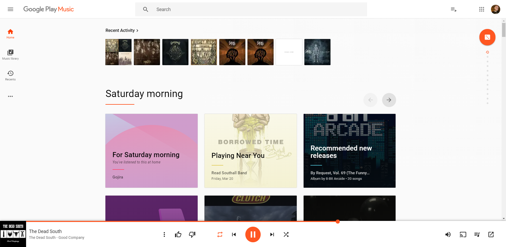 Google Play Music's Home Page