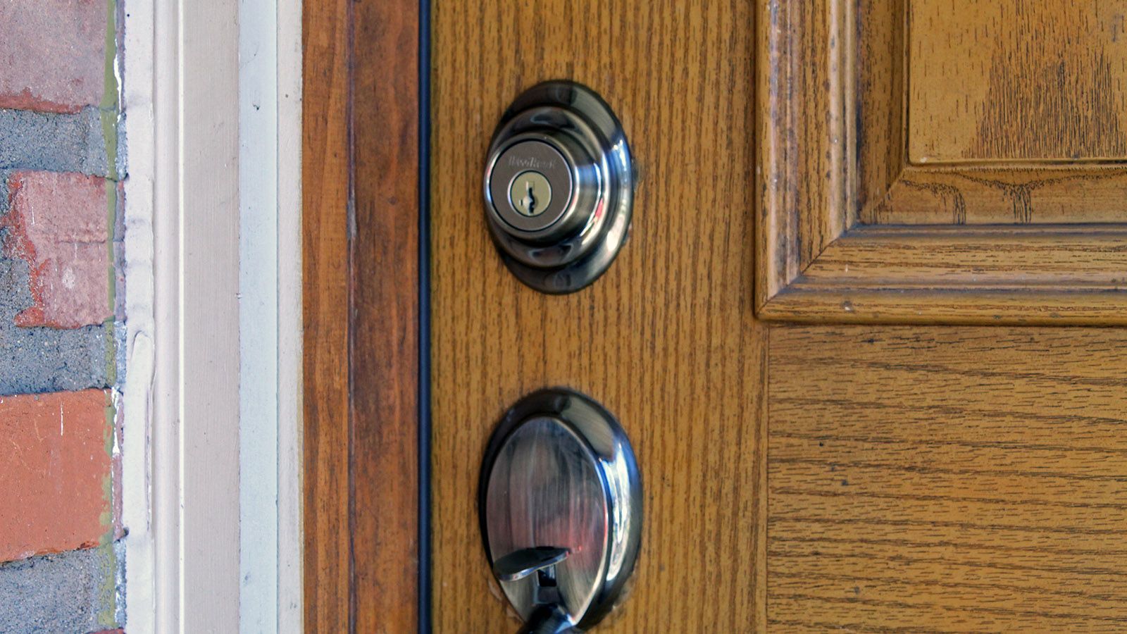 A door, with a standard looking keylock and handle.