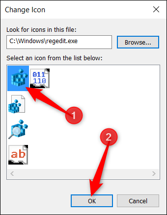 Choose an icon from the list and click &quot;OK&quot; when done.
