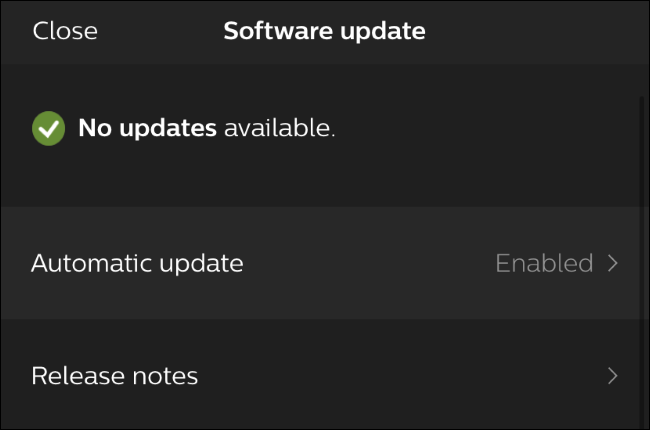 The top of the Software Update screen in the Hue app