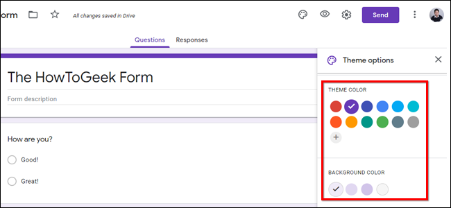 Select Background Color Google Forms