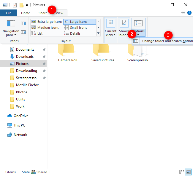 Change Folder and Search Options