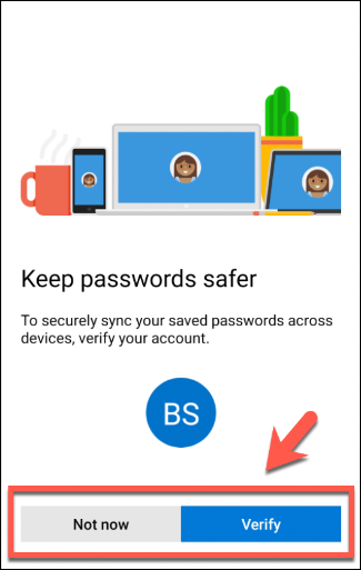 Choose whether or not to sync your passwords in Microsoft Edge on Android