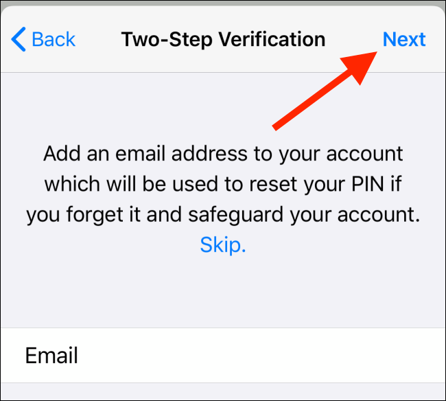 Enter email and then tap on Next button