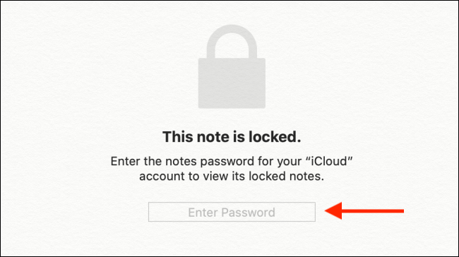 Enter the Apple Notes password and then press Enter