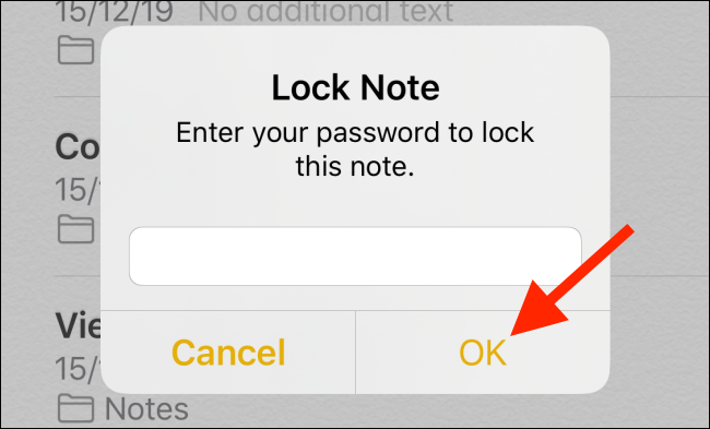 Enter the password and then tap on the OK button