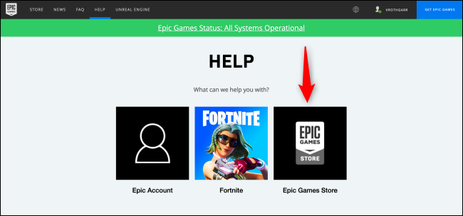 Epic Games Help Page