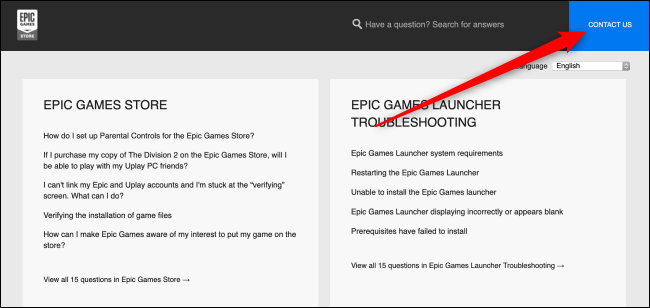 Epic Games Store Help Page