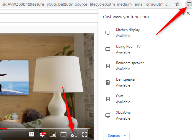 Google Cast Device List, In Browser