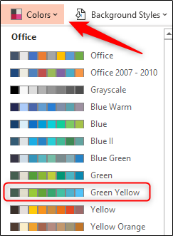Select Green Yellow color scheme