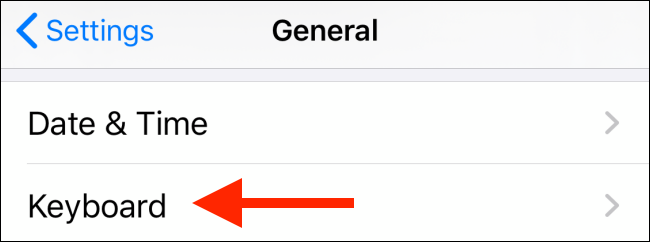 Select the Keyboards option in Settings app
