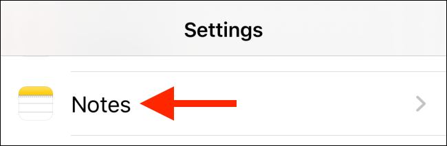 Select the Notes option from Settings