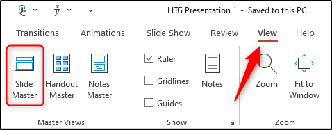 Slide master option in view tab