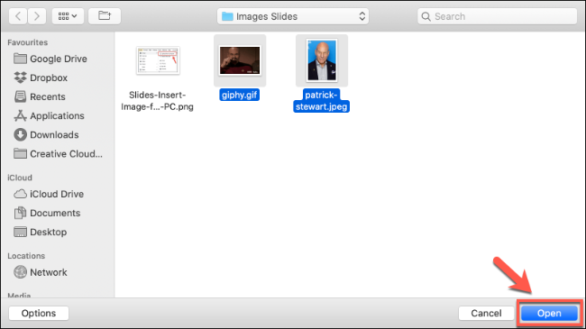 Inserting a static image and a GIF into a Google Slides presentation