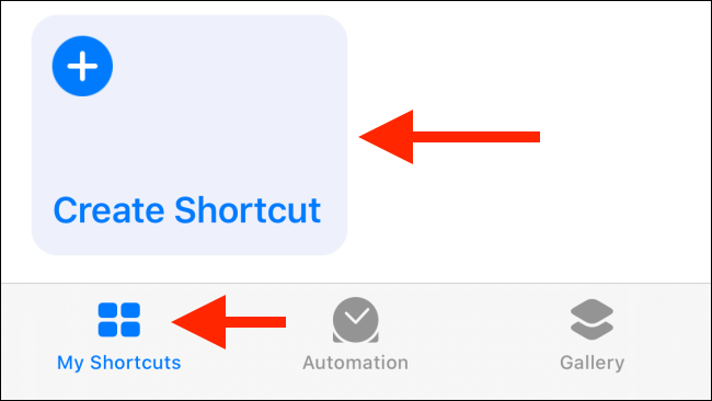 Tap on Create Shortcut button from My Shortcuts