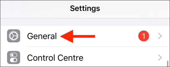 Tap on General from the Settings app on iPhone