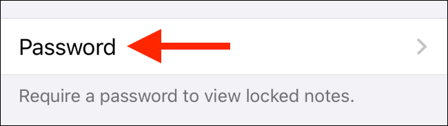Tap on the Password button from Notes section